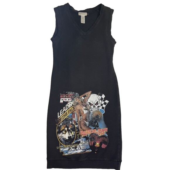 Punk Royal Dress Black Medium Stretch Biker Rock Metal Grunge Bodycon Hot Sexy - Picture 1 of 4